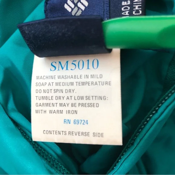 Vintage 90’s Columbia Down Puffer Coat Reversible Blue/Green Size Large Unisex - Picture 13 of 14